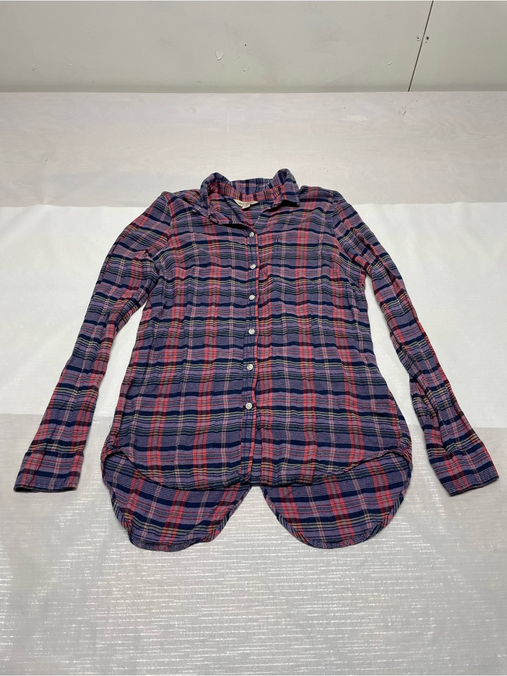 Lucky Brand Navy & Pink Plaid Button-Front Shirt Sz:Small
